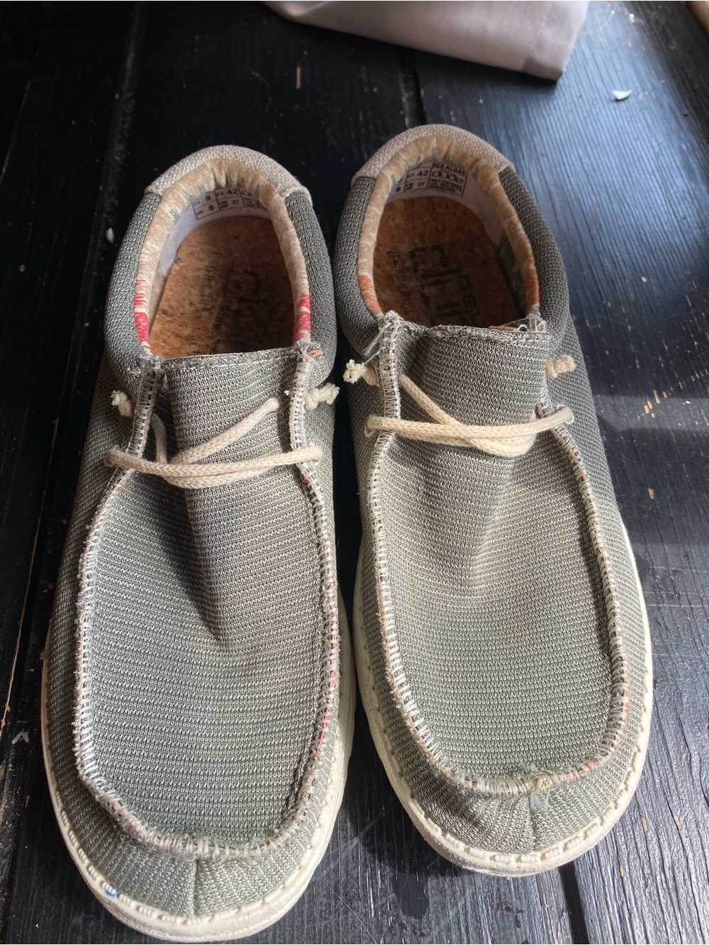Hey Dude Olive Green Canvas Casual Slip-On Loafers